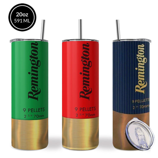 Coffee Tumbler 20oz Bullet Hunting Design Stainless Steel Insulated Cup with Lid & Straw Travel Mug Hot Cold Drinks Gift for Men Birthday Father's Day Halloween