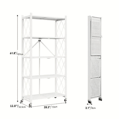 3/4/5-Tier Unassembled Storage Rack, Equipped with Wheeled Multi-Layer Storage Shelves, Portable Floor-Standing Versatile Miscellaneous Storage Rack, Foldable Magazine Rack, Storage Additions, Utility Racks