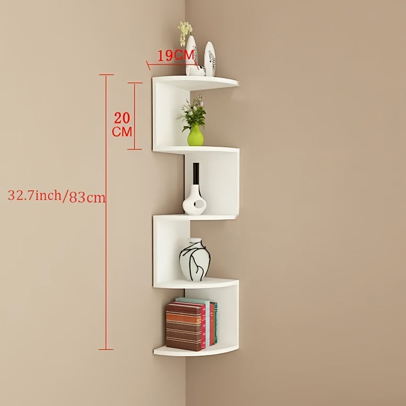 5/3 Tier Utility Shelf, Hanging Corner Shelf, Easy to Install, Multi-Tier Wall Mounted Storage Shelf, Floating Storage Shelf for Living Room, Bedroom, Kitchen, Bathroom, Office - Creative Decorative Organizers, Perfect Gifts, White/black