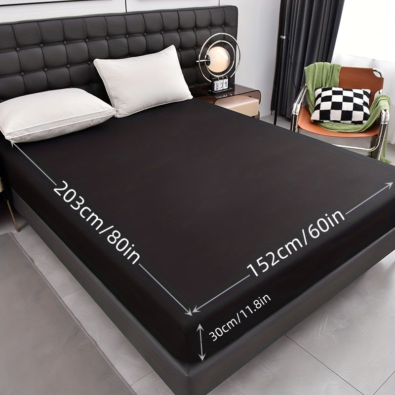 1pc Waterproof Fitted Sheet - Soft, Comfortable, Breathable Solid Color Mattress Cover, Ideal For Bedroom, Guest Room, Machine Washable Polyester Fabric, Breathable Liner, No Print Design, Dorm Room Essentials | Modern Aesthetic | Smooth Texture