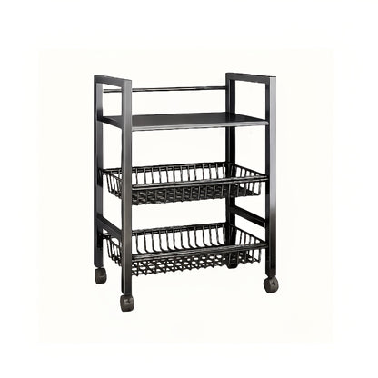 1pc Movable Storage Rack, Adjustable 4-storey Kitchen Shelf With 3 Wire Baskets, Kitchen Organizer And Storage, Metal Shelf Rack With Wheels, Suitable For Garage, Pantry, Bathroom, Closet, Warm House Gift, New Home, Standing Shelf
