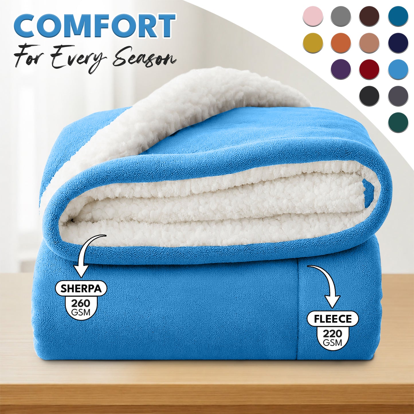 Luxurious Flannel Sherpa Throw Blanket – Ultra Soft & Warm Throw Sherpa Fleece, Comfort & Cozy Blanket for Better Sleep, Perfect for Bedroom & Guest Room Double Layer Thickened Blanket Decor Sofa Bed Blankets
