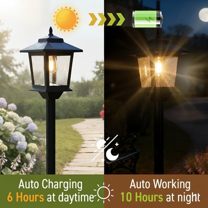 2pcs Solar Outdoor Lamp Post, Pole Lights with Built-in Lithium Battery, Automatic Solar Garden Lighting for Pathway, Yard, Porch, Driveway, Modern Landscape Lighting, Pathway Illumination, Energy Efficient Lighting, Replaceable Bulb, Father'Day Gift