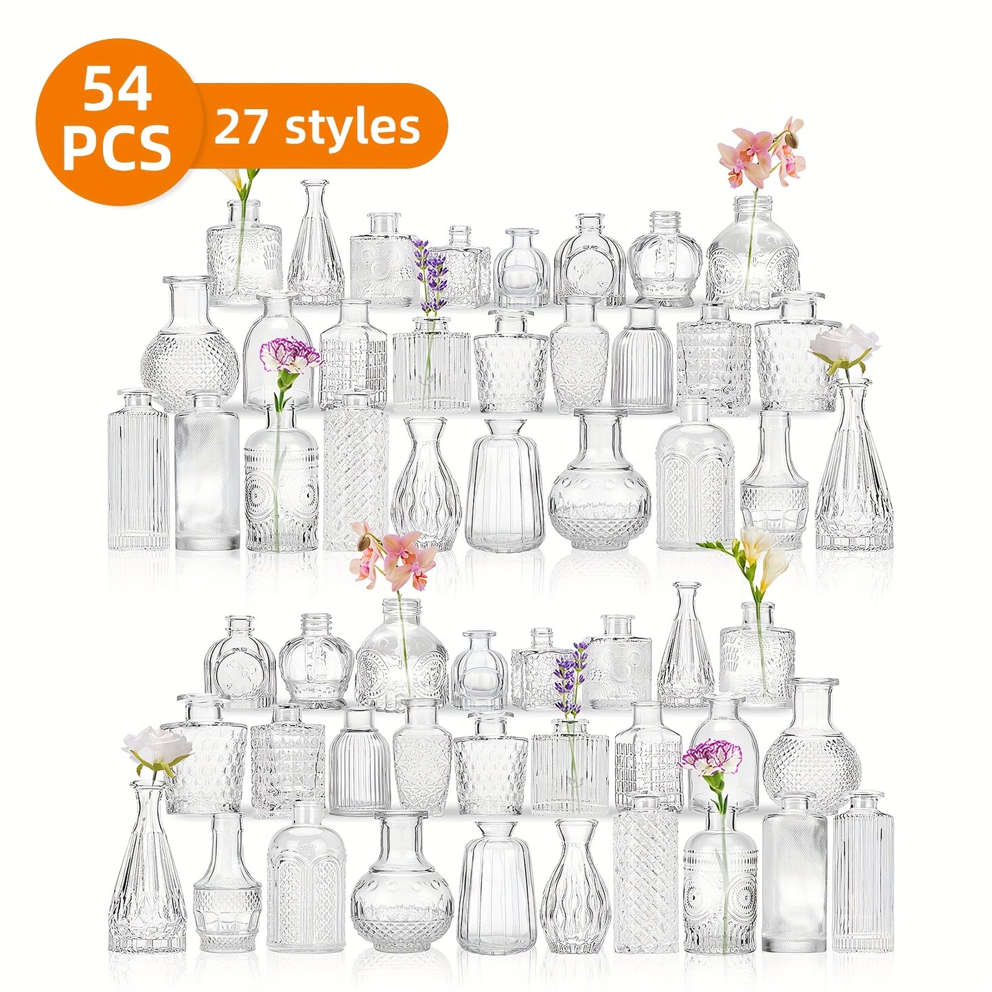 TOMNK 9/12/24/36/54pcs Bud Vase, Wedding Centerpieces For Tables, Mini Clear Bud Vases For Flowers, Small Flower Vases Suitable For Birthday Party, Anniversary, Wedding, Home Table Deco, Multiple Sizes, For Mother'S Day