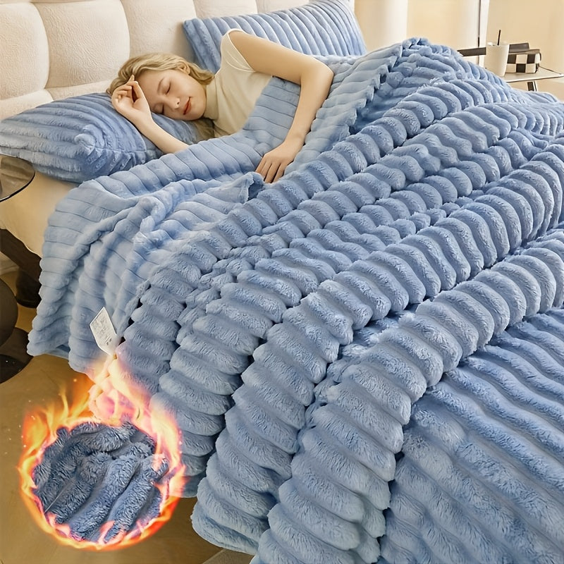 Thickened Blanket Soft And Comfortable Imitation Rabbit Hair Reversible Blanket Thermal Blanket Nap Blanket Air Conditioning Blanket Office Outdoor Camping Gift Blanket for All Seasons