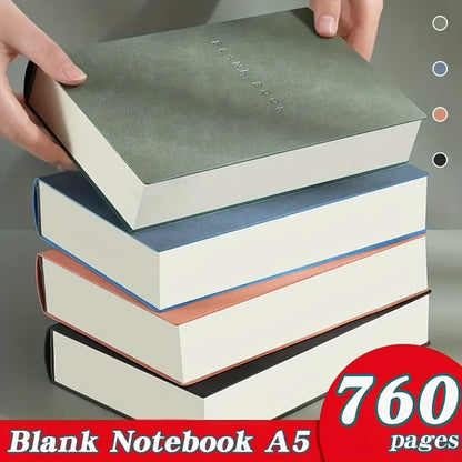 Minimalist 760 Page Blank Notebook - A5 Size, Suitable for Sketching And Doodling, Made Of Artificial Leather, Soft Cover, Ideal for College Students And Adults, Christmas Gifts