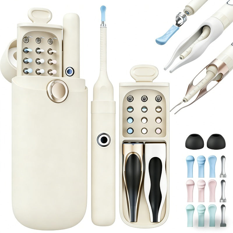 12-in-1 Earwax Removal Tool Set with Camera, Ear Pick - Rechargeable Battery-Powered, Earwax Cleaner with Storage Box, Nose Picker, Ear Cleaning Kit, Ear Scope, Birthday Gifts, Local Warehouse