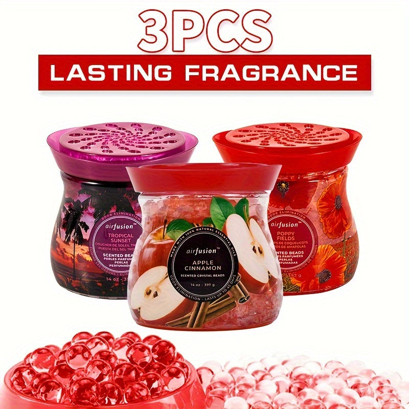 Air Freshener Scented Beads 3-Pack – Long-Lasting Fragrance Beads, Multi-Purpose Odor Eliminator for Home, Car, Closet, Bathroom & Office, Essential Oil Aromatherapy, 6 Scents Available