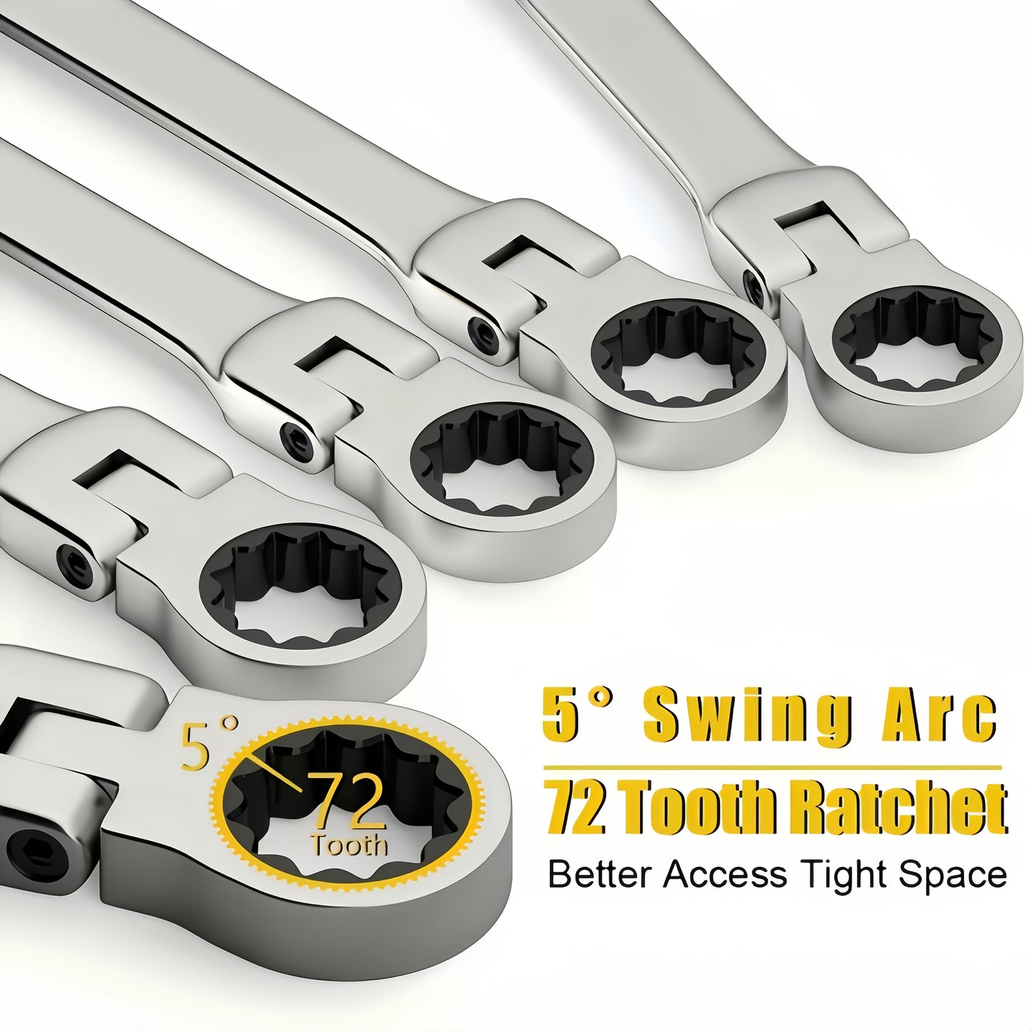 Ratchet Wrench Set 6-Piece Double-Ended Quick Release – Metric 8-17mm, 72-Tooth, Adjustable Combination Wrench Kit with Storage Bag for Home, Car & Mechanical Use