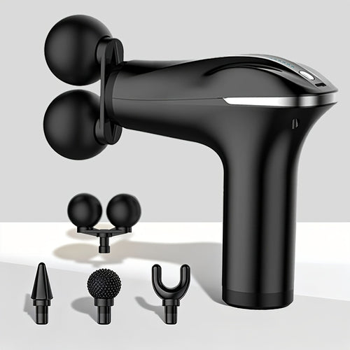 Handheld Massage Gun with Dual Heads – 3 Interchangeable Attachments for Full Body Relief | Powerful Rechargeable Fascia Gun for Back, Arms & Sports Recovery | Ideal for Running & Fitness