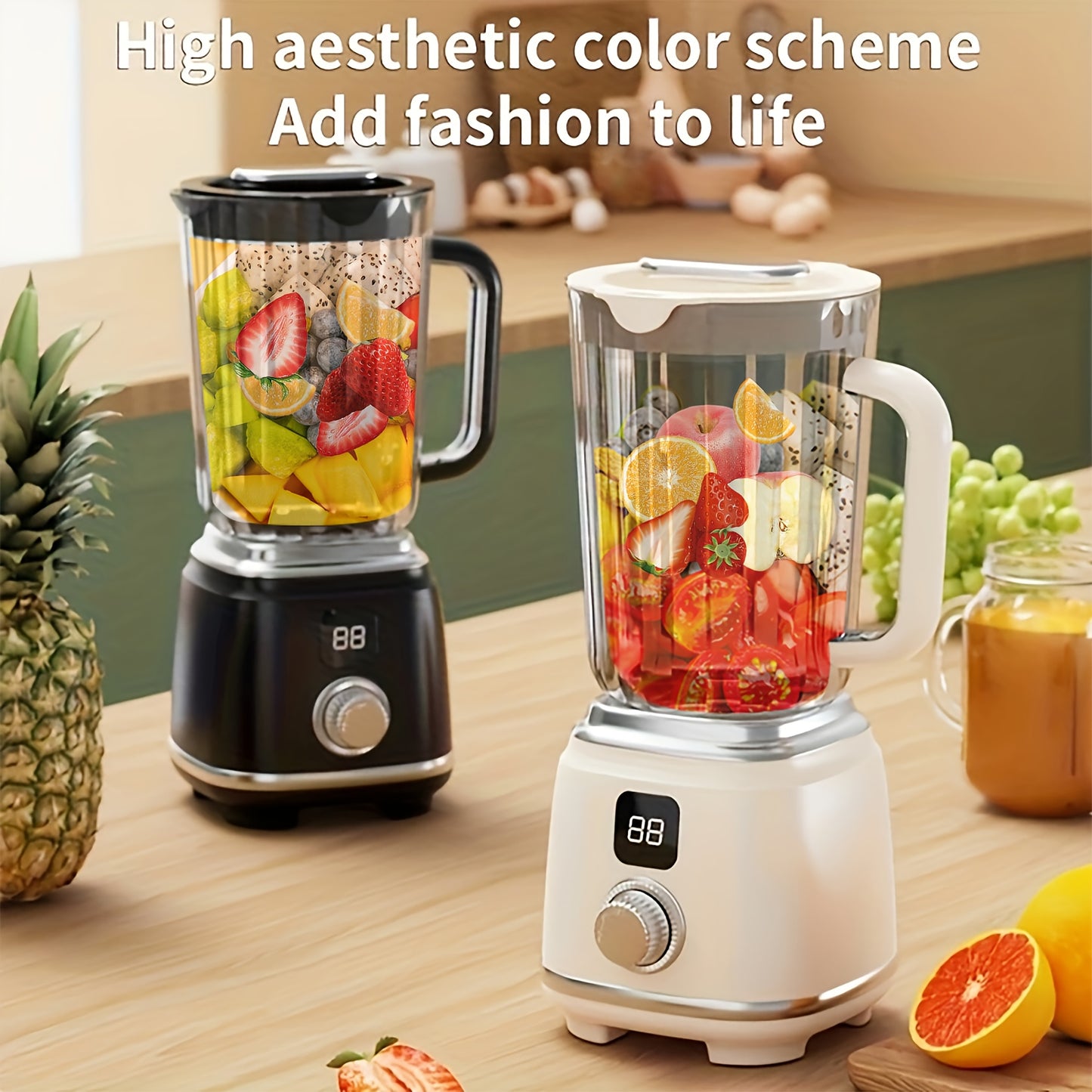 Multifunctional USB Rechargeable Juicer with Digital Display - Perfect for Smoothies, Milkshakes & Fresh Fruit Drinks - Easy to Clean, Ideal for Home, Office, Travel - Portable Mixer, Juicer for Smoothies