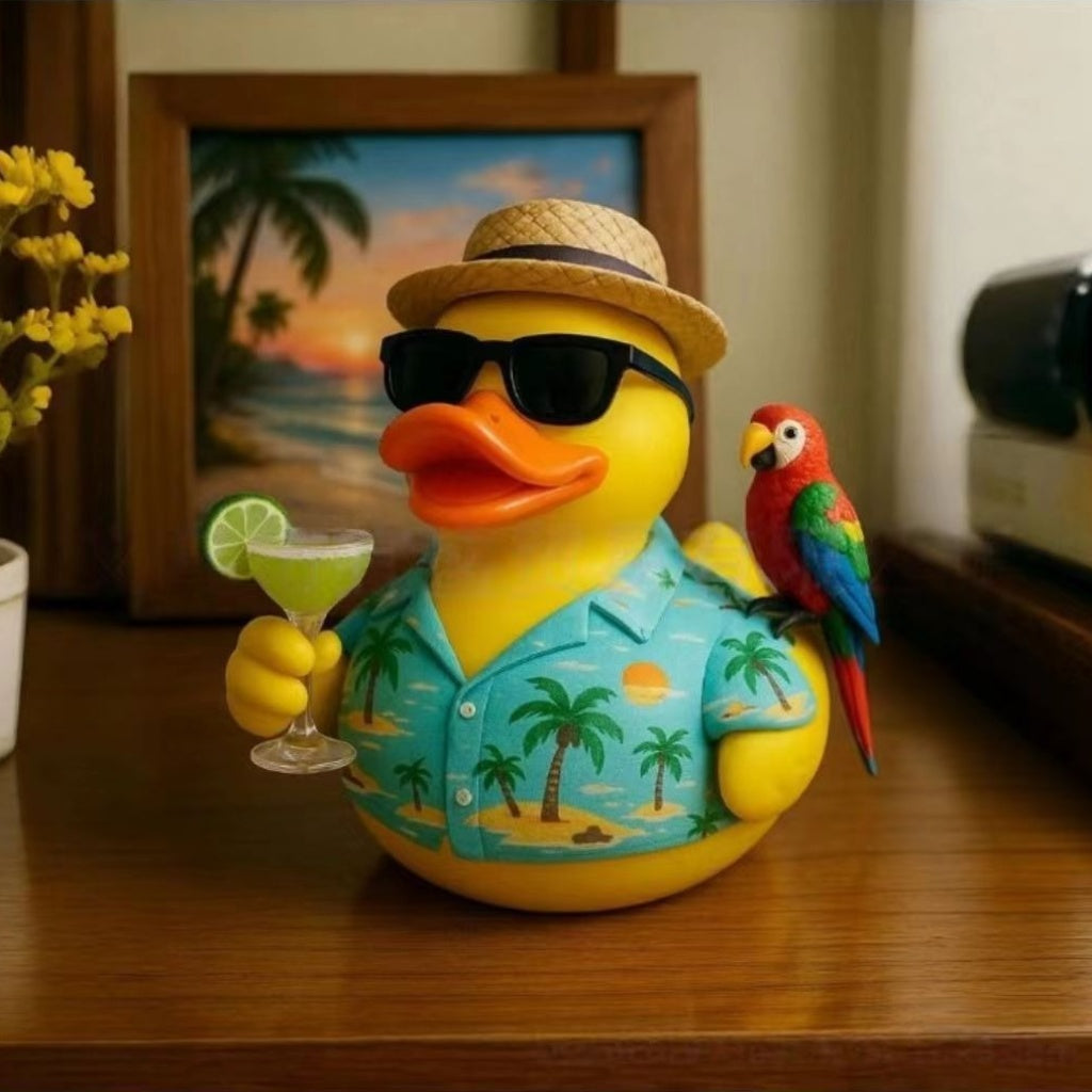 A Highly Fashionable Beach Gathering Featuring Large, Intricately Designed Resin Ducks, Perfect As Gifts for Friends During Different Celebrations. They Can Also Serve Multiple Purposes, Including As Car Decorations