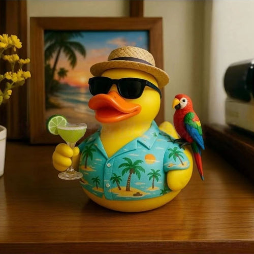 A Highly Fashionable Beach Gathering Featuring Large, Intricately Designed Resin Ducks, Perfect As Gifts for Friends During Different Celebrations. They Can Also Serve Multiple Purposes, Including As Car Decorations