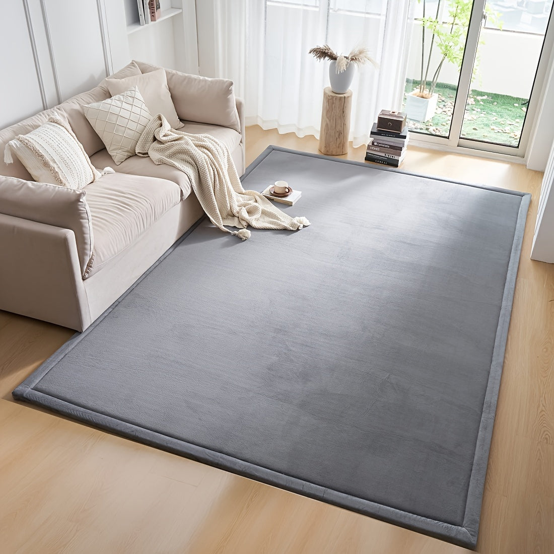 1pc Japanese Tatami Rug, Coral Velvet Area Rug, Baby Mat for Floor Play, 1.18inch Thick Crawling Rugs, Padded Foam Rug for Kids Playroom, Playpen, Nursery, Living Room, Yoga Mat