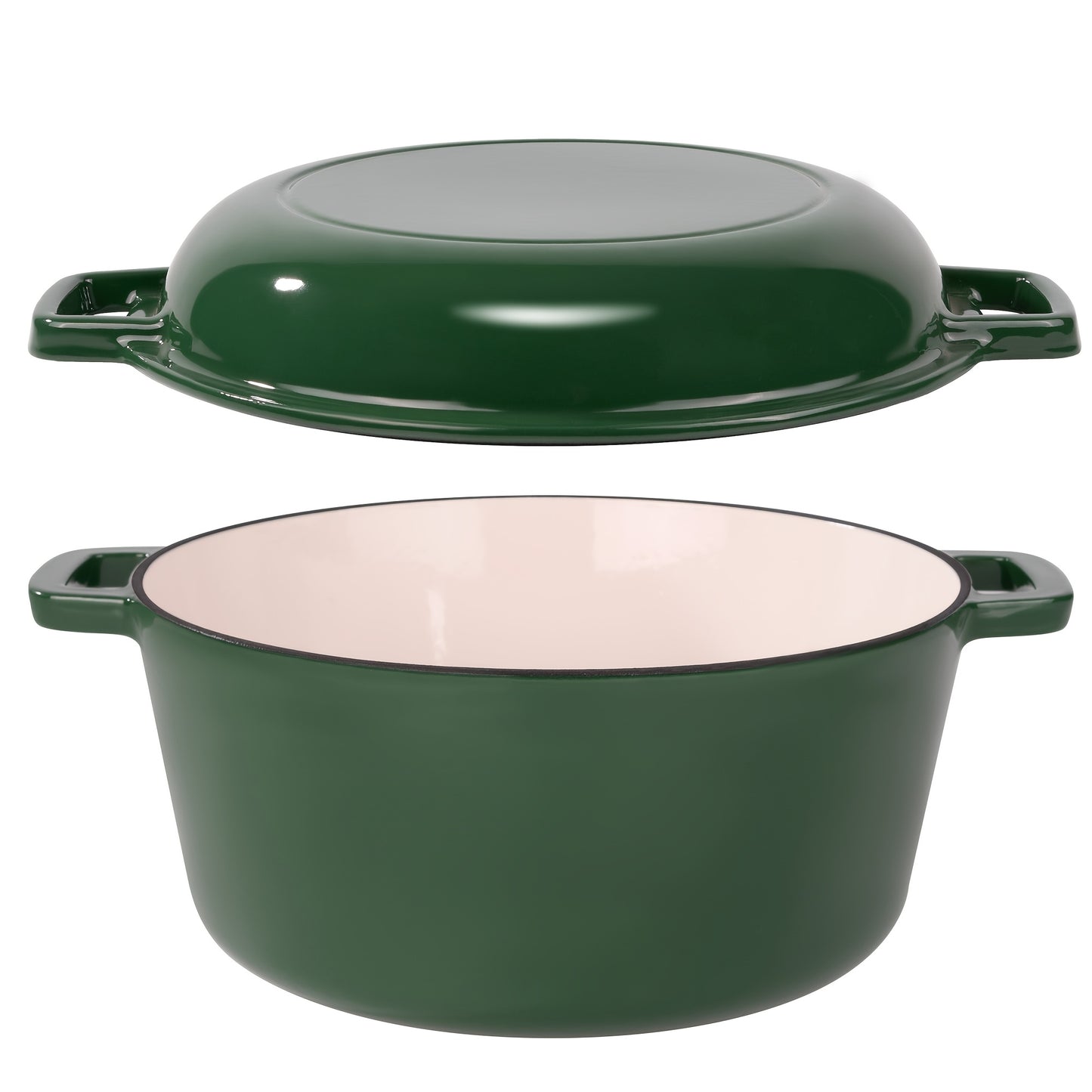 6QT 2-In-1 Enameled Cast Iron Dutch Oven, Ideal for Baking Bread, Cooking, And Stewing, Durable And Nonstick, Oven Safe Up to 500° F, Features Dual Handles, Compatible with All Stovetops