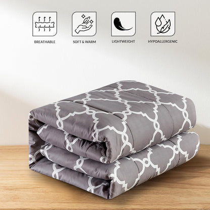 Lux Decor 5 Pieces Comforter Set - Reversible Duvet Insert - Quilted Comforter Smooth, Breathable & Machine Washable, Soft and Comfortable Bedding, Down Alternative Comforter Included 2 Pillow Shams, Bed Skirt, & Cushion - All Season Gift Choice