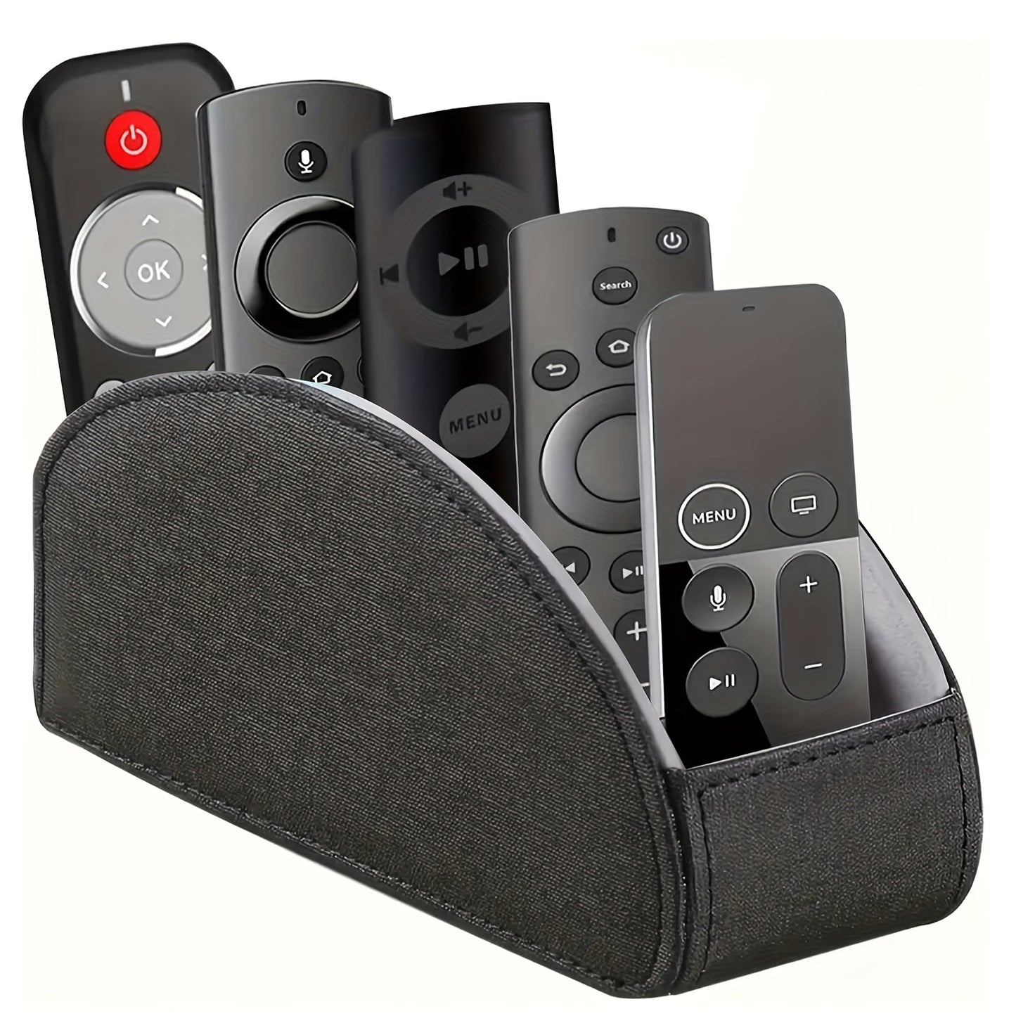 Remote Control Holder with 5 Compartments, Faux Leather Multifunctional Desktop Storage Box/Remote Organizer Caddy/Pen Case/Home Storage Container for Remote Controls, Pens, Eyeglasses, Makeup Brushes, Office Stationery, etc. Home Decor and Accessories, S