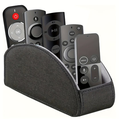 Remote Control Holder with 5 Compartments, Faux Leather Multifunctional Desktop Storage Box/Remote Organizer Caddy/Pen Case/Home Storage Container for Remote Controls, Pens, Eyeglasses, Makeup Brushes, Office Stationery, etc. Home Decor and Accessories, S