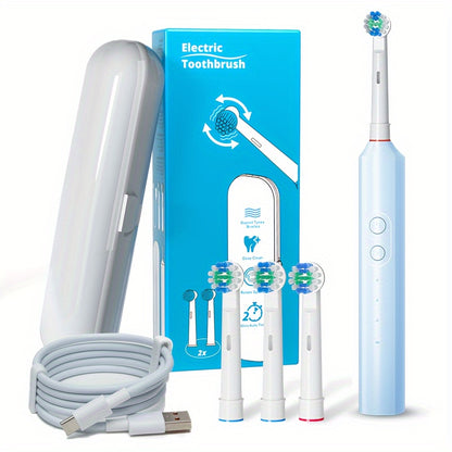Orinatola Electric Toothbrush Set, 4 Brush Heads, Smart Timer, 3 Cleaning Modes, Round Head, USB Quick Charge,, Rechargeable Adult Electric Toothbrush, 36V Max Voltage, 600mAh Battery Capacity, IPX7Waterproof