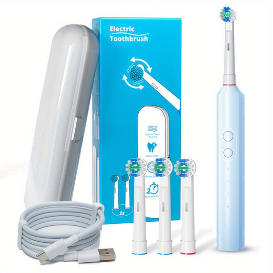 Orinatola Electric Toothbrush Set, 4 Brush Heads, Smart Timer, 3 Cleaning Modes, Round Head, USB Quick Charge,, Rechargeable Adult Electric Toothbrush, 36V Max Voltage, 600mAh Battery Capacity, IPX7Waterproof