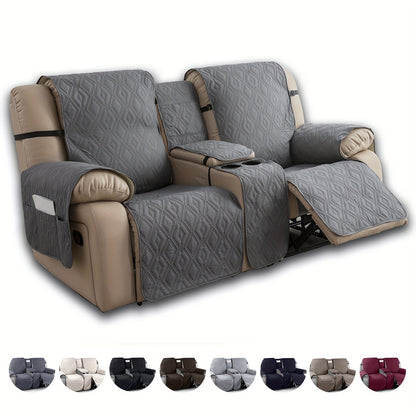4pcs/set Loveseat Recliner Cover with CenterConsole|100% Waterproof Pet Coverfor Dual Recliner with Straps Design|Split Reclining Loveseat Cover Furniture Pet Protector, Valentine's Day Home Decorations