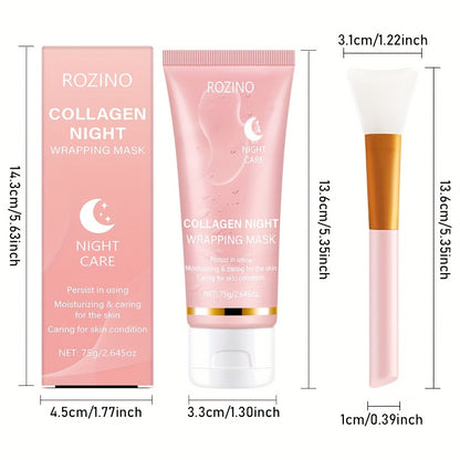 Collagen Overnight Wrapping Off Facial Mask Pack | with Hyaluronic Acid, Elasticity - Hydration Care, Sagging - Dullness - Hydrolyzed Collagen for Glowing Skin-Hydrating Face Mask - Deep Moisture for Dry Skin, Korean Skin Care, 2.645Oz
