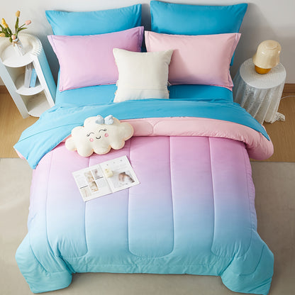 5/7Pcs Rainbow Comforter Sets - Stain-Resistant, Hypoallergenic, And Lightweight Bedding For All Seasons - Twin/Full/Queen/King Size Bed In A Bag With 100% Polyester Filling