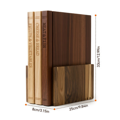 Wooden Cutting Boards for Kitchen, 3pcs Acacia Wood Cutting Board Set with Stand, Cutting Board That Looks Like Books for Vegetables, Cheese, Bread & Meat, Decorative Chopping Board Gift Set