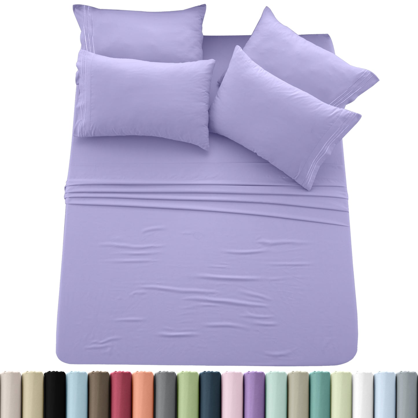 Hannah Bedding 6-PieceSheet Set – Soft Brushed 100% polyester, 20 Vibrant Colors, 6 Different Sizes – Stylish, Comfortable & Fade-Resistant