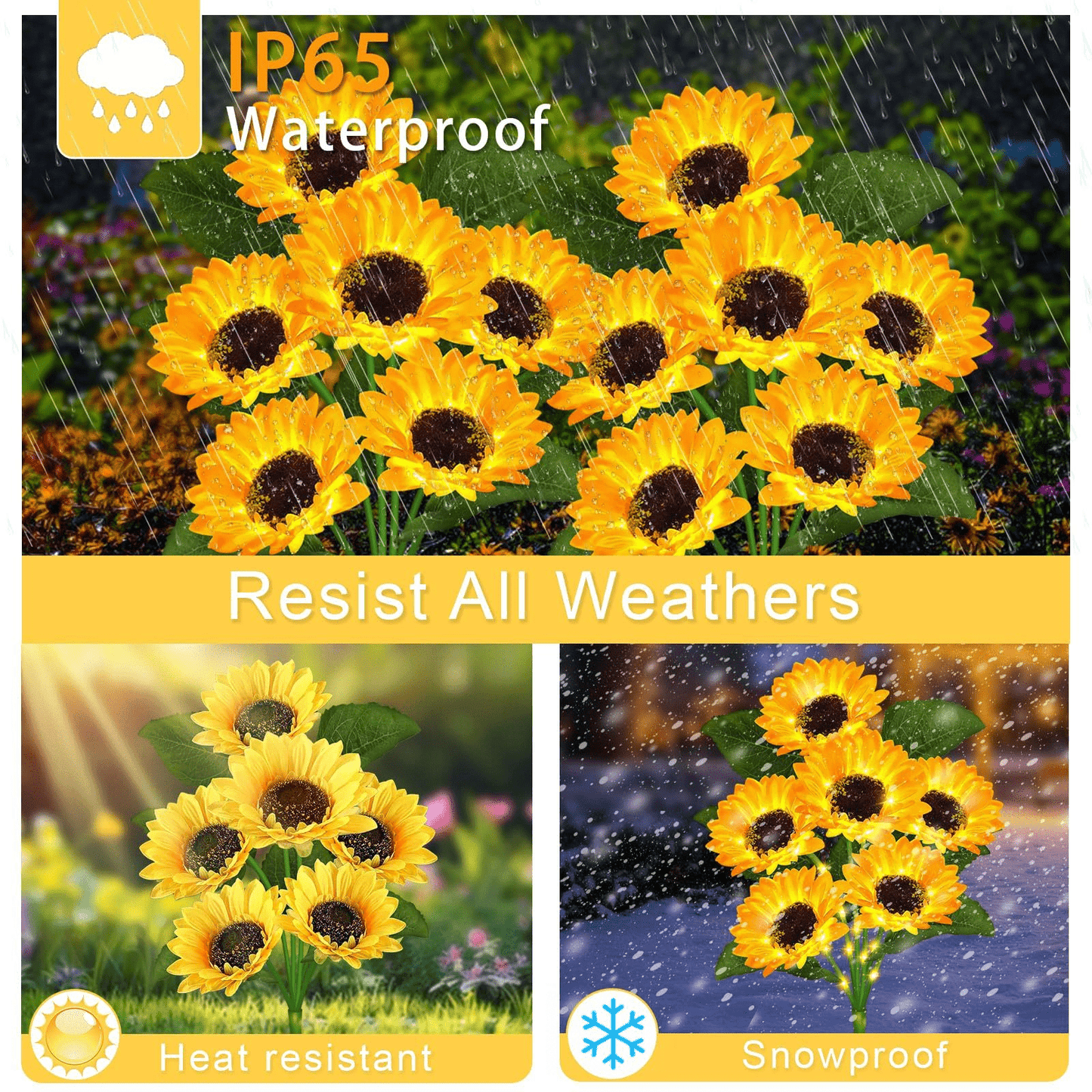Sunflower Solar Light Outdoor Decoration, 2Pack - 3 Pack IP65 Waterproof Solar Sunflower Outdoor Lights for Garden Terrace, Flower Bed, Path, Gift for Ladies, Mom, Grandma, Father's day gift