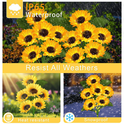 Sunflower Solar Light Outdoor Decoration, 2Pack - 3 Pack IP65 Waterproof Solar Sunflower Outdoor Lights for Garden Terrace, Flower Bed, Path, Gift for Ladies, Mom, Grandma, Father's day gift