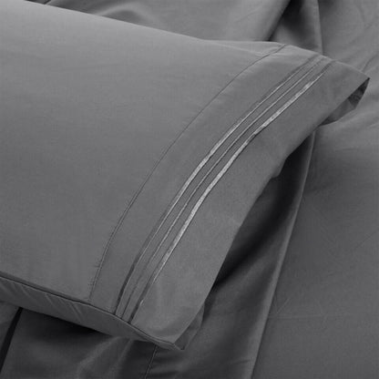 Lux Decor 4 Pieces Solid Bedsheets - 1800 Series Stylish Comfy Bedding Sheet Set - Hotel Luxury Skin Friendly Cooling Sheets & Embroidered Pillowcases Without Filler - Classic Collection With 16 Inches Deep Pocket Room decor - Shrinkage & Fade Resistant