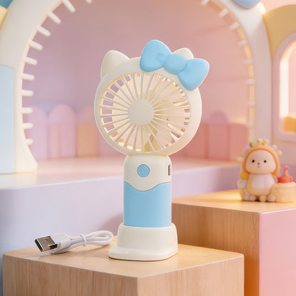 Hello Kitty Handheld Mini Fan USB Rechargeable Portable Small Fan Cute Sanrio Desktop Electric Fan for Girls Kids Travel Office Home