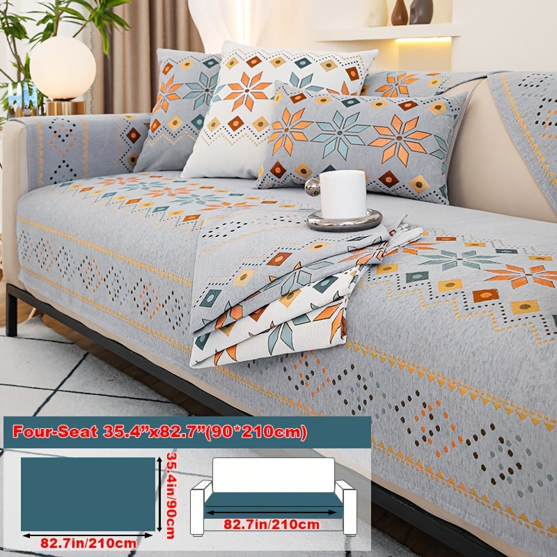 1pc of Bohemian-Style Sofa Mat Suitable for Any Season, Featuring a Easy And Modern Design, Pet-Friendly Materials, And Resistance to Slipping And Scratching, Serving As a Protective Cover for Home Decor