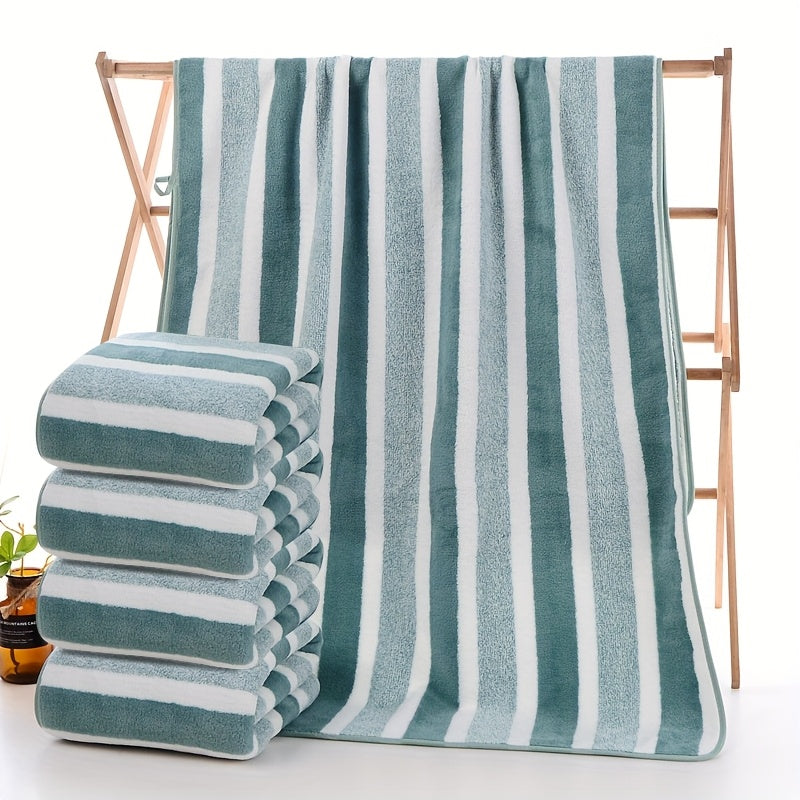 1/4pcs Striped Bath Towel Set, Beach Towel Bath Towel, Absorbent & Quick-drying Showering Towel, Super Soft & Skin-friendly Bathing Towel, For Home Bathroom, Ideal Bathroom Supplies Family Essentials.70x140cm/27.6x55.1 Inch.