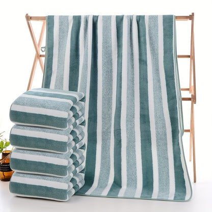 1/4pcs Striped Bath Towel Set, Beach Towel Bath Towel, Absorbent & Quick-drying Showering Towel, Super Soft & Skin-friendly Bathing Towel, For Home Bathroom, Ideal Bathroom Supplies Family Essentials.70x140cm/27.6x55.1 Inch.