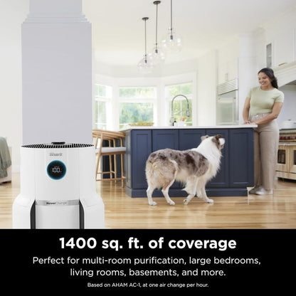 HEPA Air Purifier for Large Rooms 1400 sq.ft. – Shark NeverChange MAX 5-Year Filter Life, 99.98% Particle Capture, Odor Neutralizer Technology, Certified Refurbished (White)