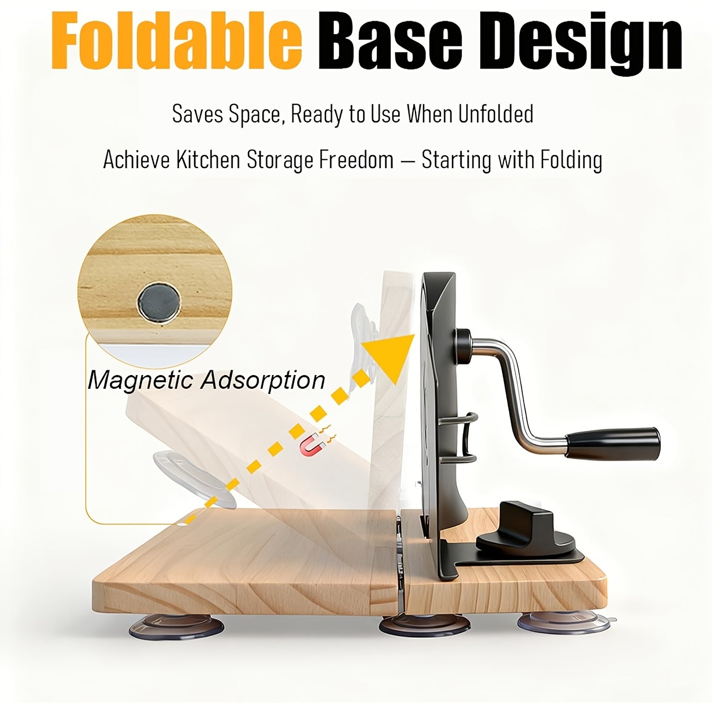 Hand-Operated Bread Cutter for Artisanal Sourdough, Featuring Adjustable Thickness for Uniform Slices, a Hand Crank Mechanism with Measurement Markings, And a Suction Base, Designed with a Serrated Blade