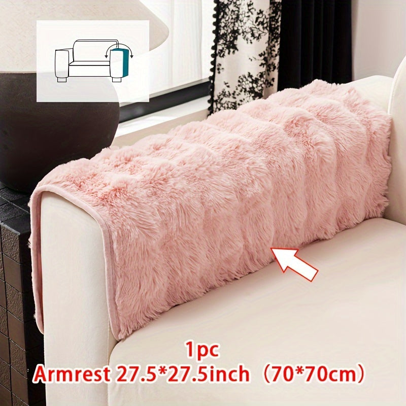 1pc Faux Rabbit Plush Sofa Cover, Winter Warm Thickened Plush Soft Sofa Cover, Pet Favorite, Dog Friendly Sofa Cover, Cushion Protection Cover, Anti Slip Sofa Furniture Protection Cover, Bedroom, Office, And Living Room Decoration Local Warehouse