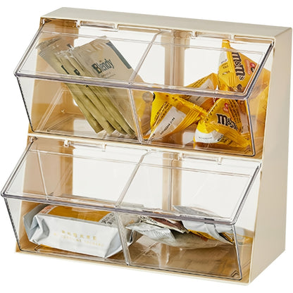 Acrylic Tea Bag Storage Chest with Lid - Large Capacity Multipurpose Organizer for Kitchen Countertop, Food-Safe Acrylic with 3 Compartments & Transparent Design - Holds Tea Bags, Capsules, Milk Powder, Masks - Ideal for Christmas, Halloween, Easter, Hanu
