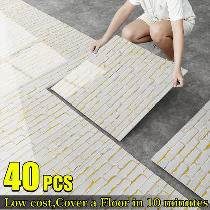 40-Pack Shiny Marble Floor Decals for Walls - Self-Sticking Waterproof Removable Vinyl Sheets, Easy to Apply Luxury Marble Pattern, Easy to Clean And Maintain for Renovating Bathrooms, Kitchens, Living Rooms