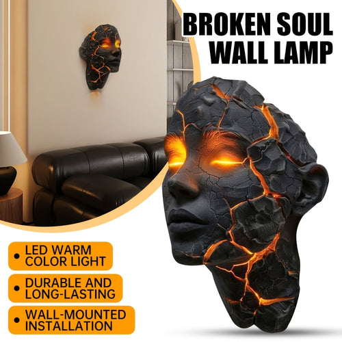 3D Shattered Wall Lamp LED Night Light | Broken Face Moving Effect Wall Decor Light for Bedroom Living Room Bar Cafe Gothic Home Lighting Plug-in Easy Install