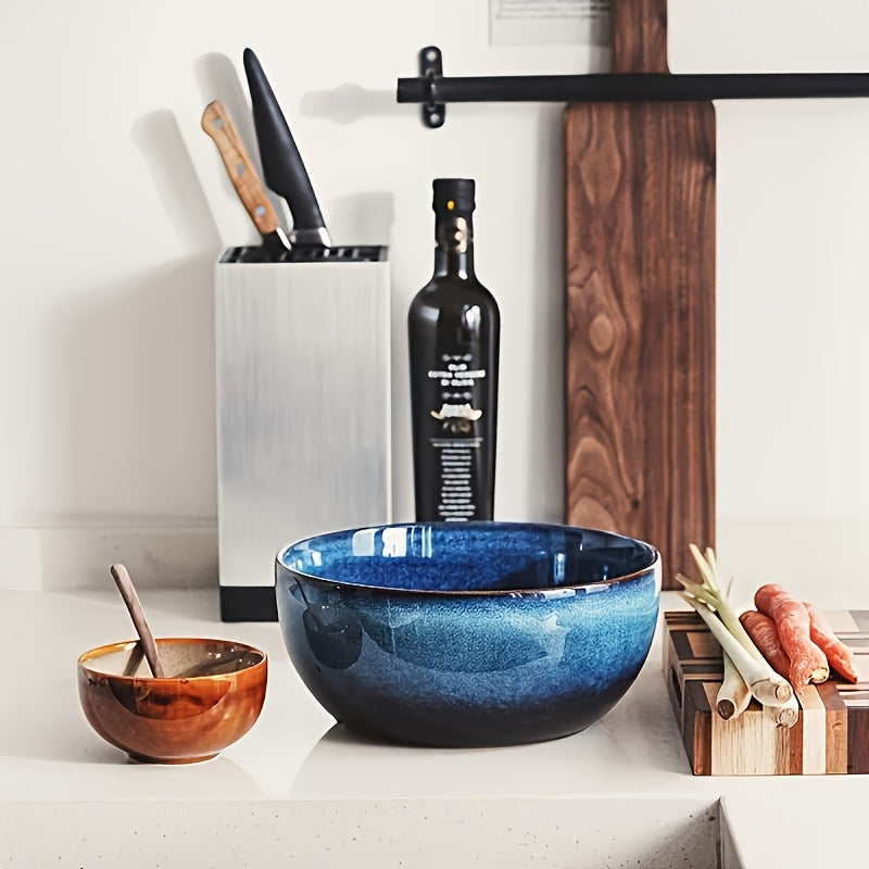 TAUFIKT 2 X 81.15oz Extra Large Ceramic Bowls - Dark Blue, Stylish And Durable - Perfect for Salads, Noodles And Ramen - Ideal for Home Kitchens, Restaurants And Hotels for Christmas Valentine's Day Thanksgiving New Year's Eve Get-togethers, Gifts...