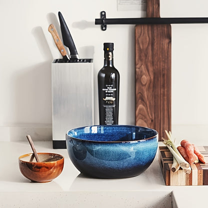 TAUFIKT 2 X 81.15oz Extra Large Ceramic Bowls - Dark Blue, Stylish And Durable - Perfect for Salads, Noodles And Ramen - Ideal for Home Kitchens, Restaurants And Hotels for Christmas Valentine's Day Thanksgiving New Year's Eve Get-togethers, Gifts...