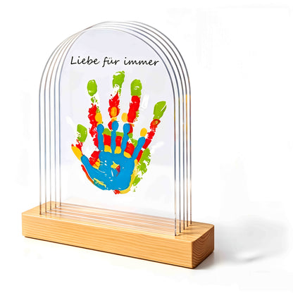 Gift For Her/Him Family Handprint Set, Including 4 Handprint Slots And 6 Colors, Family Handprint Set, Souvenir Frame, Memory Frame, Handprint, Family Gift, Gift, Mother'S Day Gift, Non-Toxic Pigment