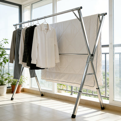 Foldable Clothes Drying Rack Outdoor Indoor, Drying Rack Clothing Collapsible, Adjustable Laundry Drying Rack, Heavy Duty Stainless Steel Clothesline, for Clothes, Blankets And Bedding, Drying Racks