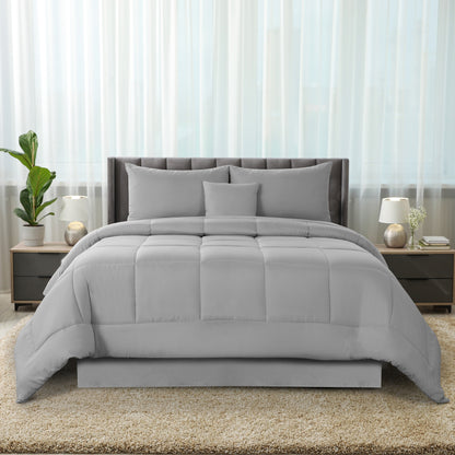 Lux Decor 5 Pieces Comforter Set - Reversible Duvet Insert - Quilted Comforter Smooth, Breathable & Machine Washable, Soft and Comfortable Bedding, Down Alternative Comforter Included 2 Pillow Shams, Bed Skirt, & Cushion - All Season Gift Choice
