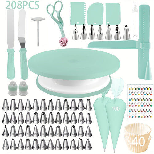 208pcs Stainless Steel Piping Nozzles, Cake Turntable, Piping Bags, Muffin Cups, Chocolate Molds, Piping Tool Set, Cake Decorating, Nozzles, Pastry, Cupcakes, Baking Pan Decorations, Baking Tools, Piping Tools, Cake Tools, Cream, Cookies