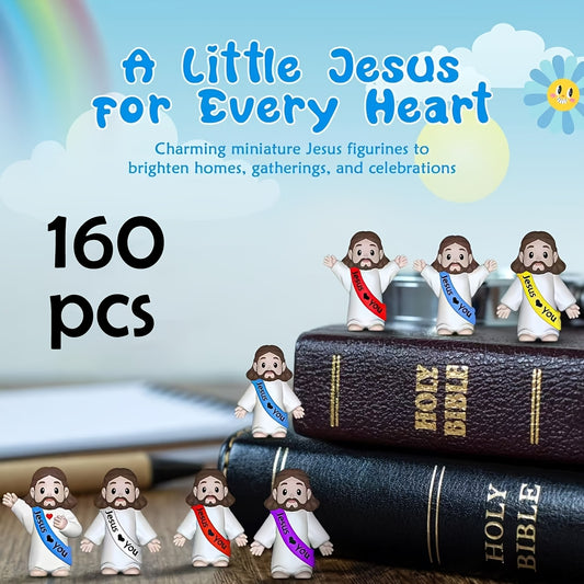 Gift for Her/Him 160pcs, Random Patterns, 5 Colors, New Creative Design, Party Center Decoration, with "Jesus Loves You" Banner, Mini Statues, Decorative Jesus Statues, Religious Party Gifts, Party Gifts, Home Goods, Easter Eggs, New Year Gifts