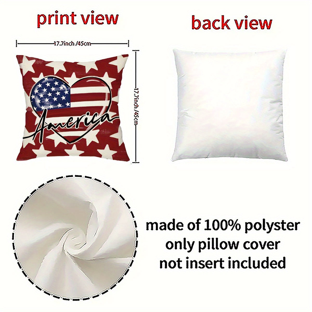 4pcs, Freedom Patriotic Throw Pillow Covers, Patriotic USA Memorial Day American Flag Decorative Cushion Covers, Home Farmhouse Decorations for Sofa Living Room Outdoor, Polyester, 18" * 18", Not including Pillow Core